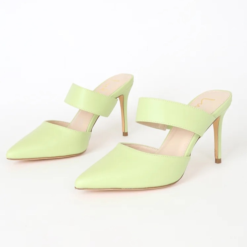 Lulus Faire Pistachio Pointed-Toe Mules